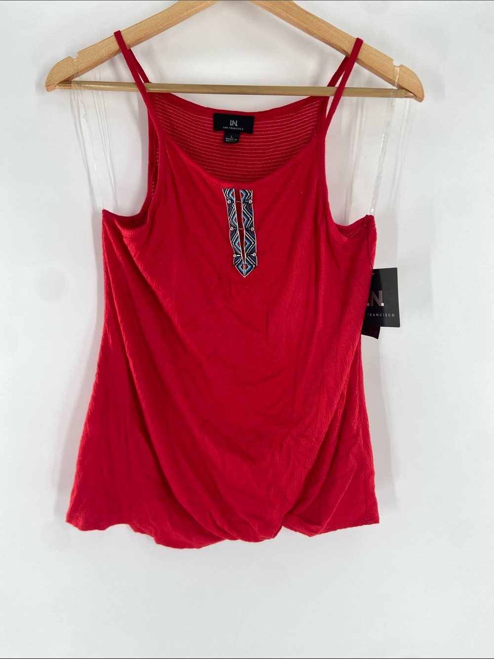 I.N. San Francisco Red Sleeveless Top Size L NWT